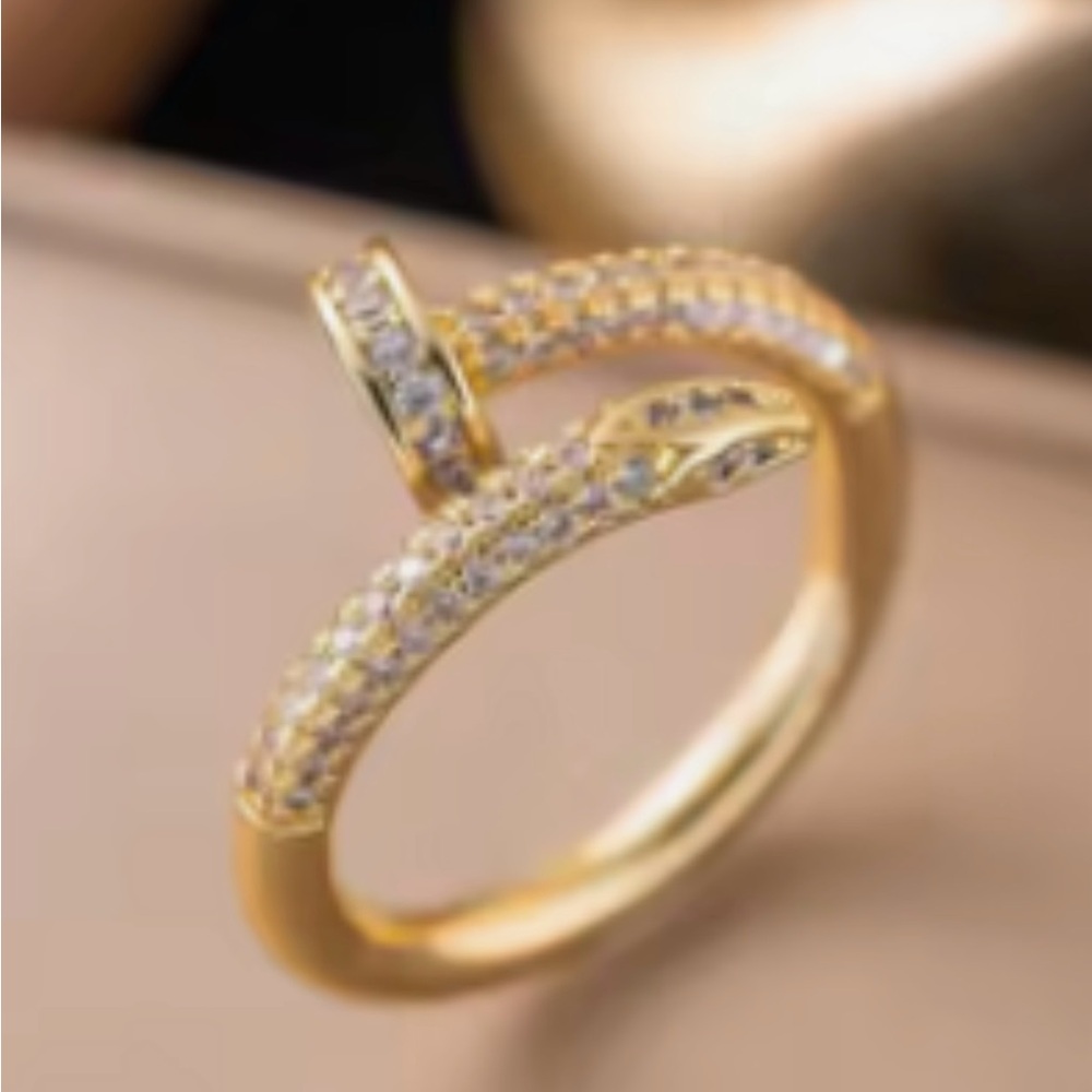 Gold and Silver Women's Ring with Sparkling Accents
